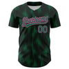 Custom Black Kelly Green-Pink 3D Pattern Design Halftone Dots Authentic Baseball Jersey