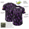 Custom Black Medium Purple 3D Pattern Design Halftone Dots Authentic Baseball Jersey