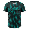 Custom Black Aqua 3D Pattern Design Halftone Dots Authentic Baseball Jersey