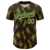 Custom Black Old Gold-Kelly Green 3D Pattern Design Halftone Dots Authentic Baseball Jersey