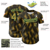 Custom Black Old Gold-Kelly Green 3D Pattern Design Halftone Dots Authentic Baseball Jersey