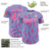 Custom Light Blue Pink-White 3D Pattern Design Halftone Dots Authentic Baseball Jersey