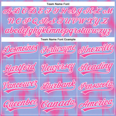 Custom Light Blue Pink-White 3D Pattern Design Halftone Dots Authentic Baseball Jersey