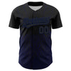 Custom Black Navy 3D Pattern Design Abstract Wave Authentic Baseball Jersey