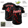 Custom Black Red-White 3D Pattern Design Lightning Authentic Baseball Jersey