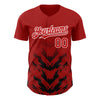 Custom Red Black-White 3D Pattern Design Abstract Arrow Authentic Baseball Jersey