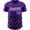 Custom Purple Black-White 3D Pattern Design Abstract Arrow Authentic Baseball Jersey