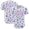 Custom White Medium Purple 3D Pattern Design Animal Butterfly Authentic Baseball Jersey