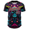 Custom Black Purple-Gold 3D Pattern Design Rave Skull Authentic Baseball Jersey