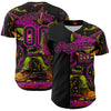 Custom Black Deep Pink 3D Pattern Design Rave Monster Authentic Baseball Jersey