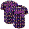 Custom Purple Pink 3D Pattern Design Rave Skull Authentic Baseball Jersey