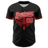 Custom Black Red-White 3D Pattern Design Gothic Style Devil Heart Authentic Baseball Jersey