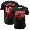 Custom Black Red-White 3D Pattern Design Gothic Style Devil Heart Authentic Baseball Jersey