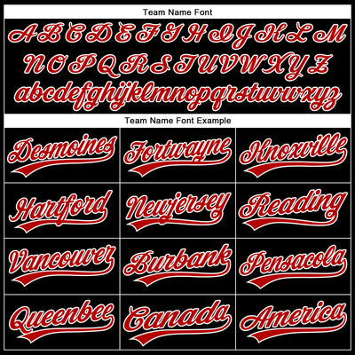 Custom Black Red-White 3D Pattern Design Gothic Style Authentic Baseball Jersey