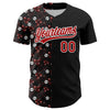 Custom Black Red-White 3D Gothic Style Skull Authentic Baseball Jersey