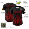 Custom Black Red 3D Pattern Design Palace Gothic Style Church Authentic Baseball Jersey