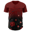 Custom Crimson Black-Red 3D Pattern Design Gothic Style Rose Authentic Baseball Jersey