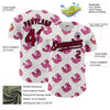 Custom White Maroon-Black 3D Pattern Design Tropical Anthurium Flower Authentic Baseball Jersey