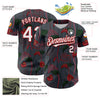 Custom Gray White-Red 3D Pattern Design Tropical Anthurium Flower Authentic Baseball Jersey