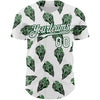 Custom White Kelly Green 3D Pattern Design Tropical Anthurium Crystal Authentic Baseball Jersey