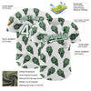 Custom White Kelly Green 3D Pattern Design Tropical Anthurium Crystal Authentic Baseball Jersey