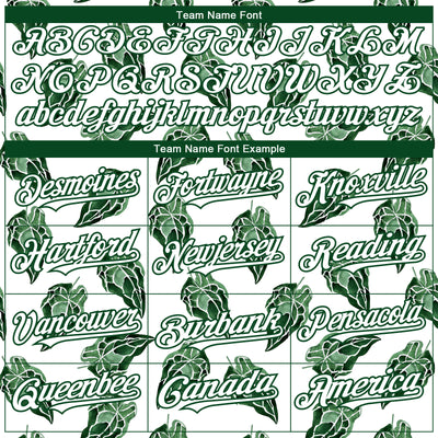 Custom White Kelly Green 3D Pattern Design Tropical Anthurium Crystal Authentic Baseball Jersey