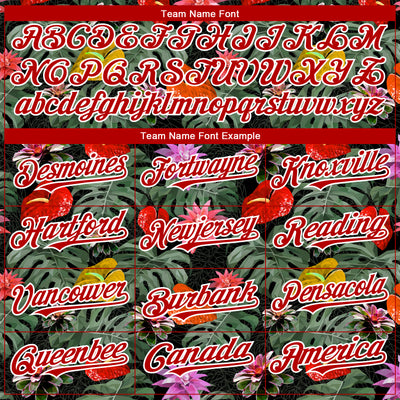 Custom Kelly Green Red-White 3D Pattern Design Tropical Anthurium Flower Authentic Baseball Jersey