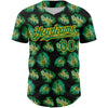 Custom Black Kelly Green-Gold 3D Pattern Design Tropical Monstera Authentic Baseball Jersey