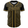 Custom Black Old Gold 3D Pattern Design Diagonal Stripes Authentic Baseball Jersey