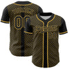 Custom Black Old Gold 3D Pattern Design Diagonal Stripes Authentic Baseball Jersey