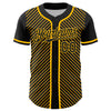 Custom Black Gold 3D Pattern Design Diagonal Stripes Authentic Baseball Jersey