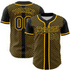 Custom Black Gold 3D Pattern Design Diagonal Stripes Authentic Baseball Jersey