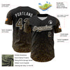 Custom Black Old Gold-White 3D Pattern Design Abstract Colorful Glittering Dot Authentic Baseball Jersey