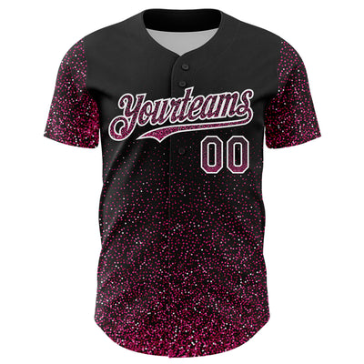 Custom Black Pink-White 3D Pattern Design Abstract Colorful Glittering Dot Authentic Baseball Jersey