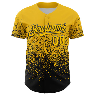 Custom Yellow Black 3D Pattern Design Gradient Style Irregular Shape Authentic Baseball Jersey