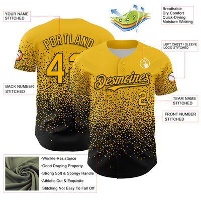 Custom Yellow Black 3D Pattern Design Gradient Style Irregular Shape Authentic Baseball Jersey