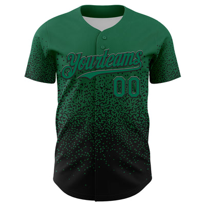 Custom Kelly Green Black 3D Pattern Design Gradient Style Irregular Shape Authentic Baseball Jersey