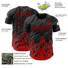 Custom Black Red 3D Pattern Design Flame Authentic Baseball Jersey