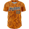 Custom Bay Orange Black-White 3D Pattern Design Abstract Fluid Authentic Baseball Jersey