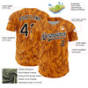 Custom Bay Orange Black-White 3D Pattern Design Abstract Fluid Authentic Baseball Jersey