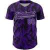 Custom Purple Black-White 3D Pattern Design Abstract Fluid Authentic Baseball Jersey