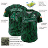 Custom Kelly Green Black-White 3D Pattern Design Abstract Fluid Authentic Baseball Jersey