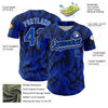 Custom Thunder Blue Black-White 3D Pattern Design Abstract Fluid Authentic Baseball Jersey