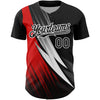 Custom Black Red-White 3D Pattern Design Geometric Shape Authentic Baseball Jersey