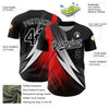 Custom Black Red-White 3D Pattern Design Geometric Shape Authentic Baseball Jersey