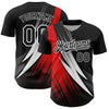 Custom Black Red-White 3D Pattern Design Geometric Shape Authentic Baseball Jersey