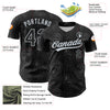 Custom Black Silver 3D Pattern Design Gothic Style Rose Authentic Baseball Jersey