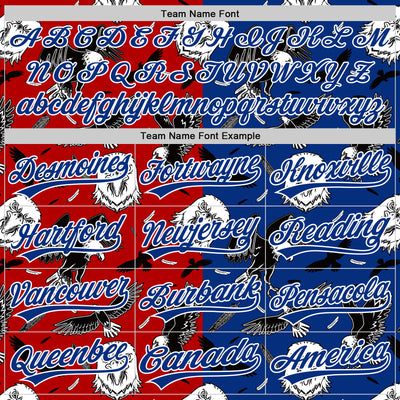 Custom Royal Red-White 3D Pattern Design American Eagle Authentic Baseball Jersey