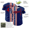 Custom US Navy Blue Red 3D American Flag And Star Authentic Baseball Jersey