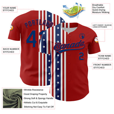 Custom Red US Navy Blue 3D American Flag And Star Authentic Baseball Jersey